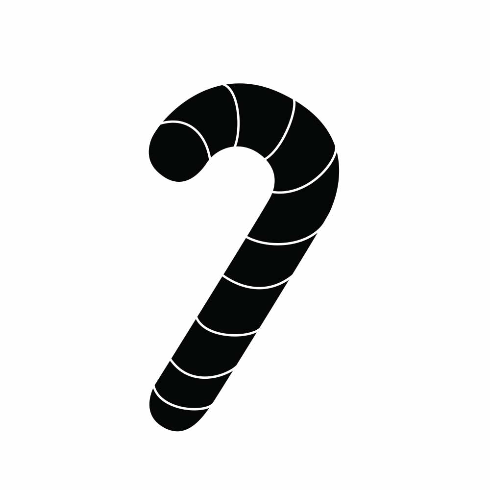 Black candy cane pattern on a white background