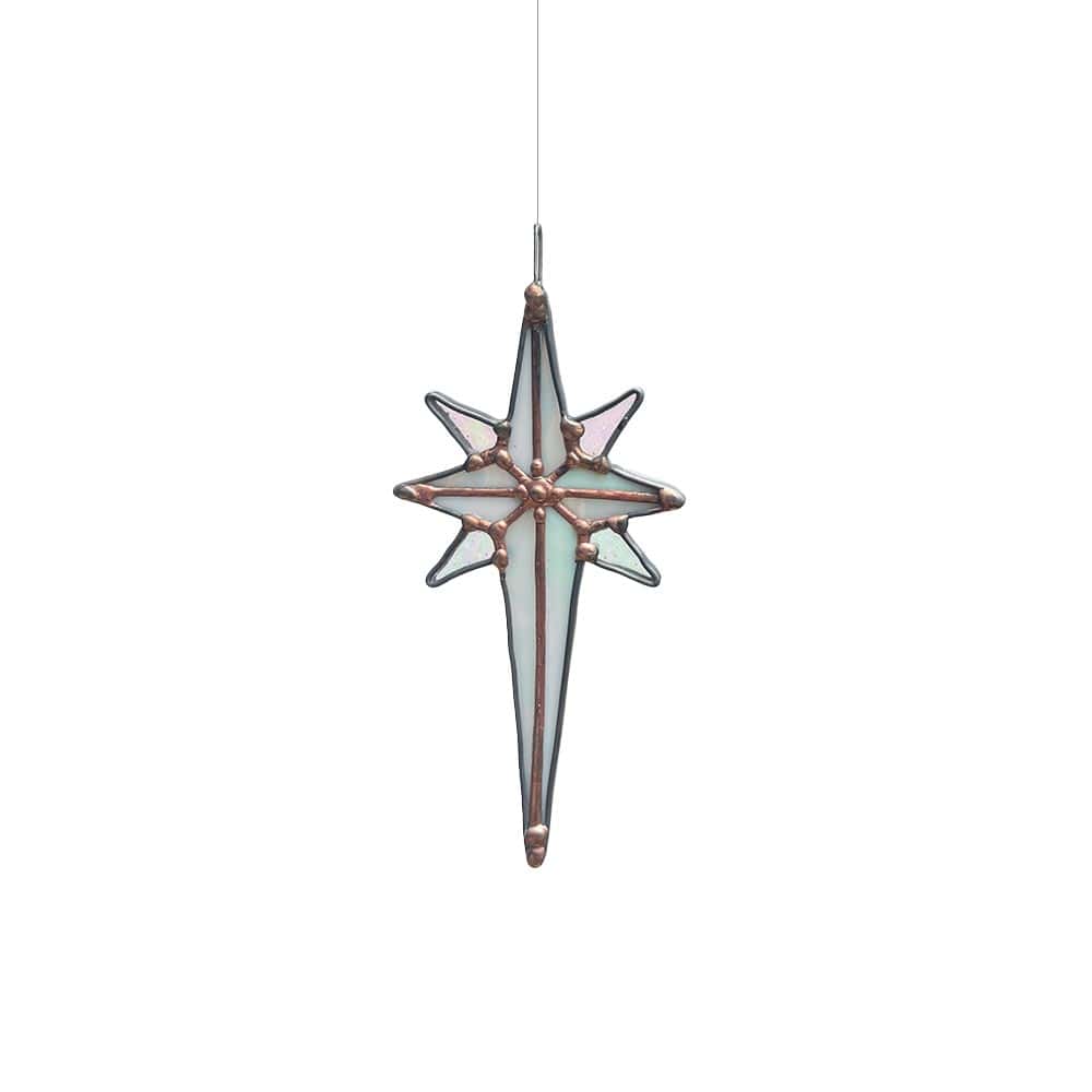 Handcrafted stained glass star ornament, elegant decorative piece for windows.
