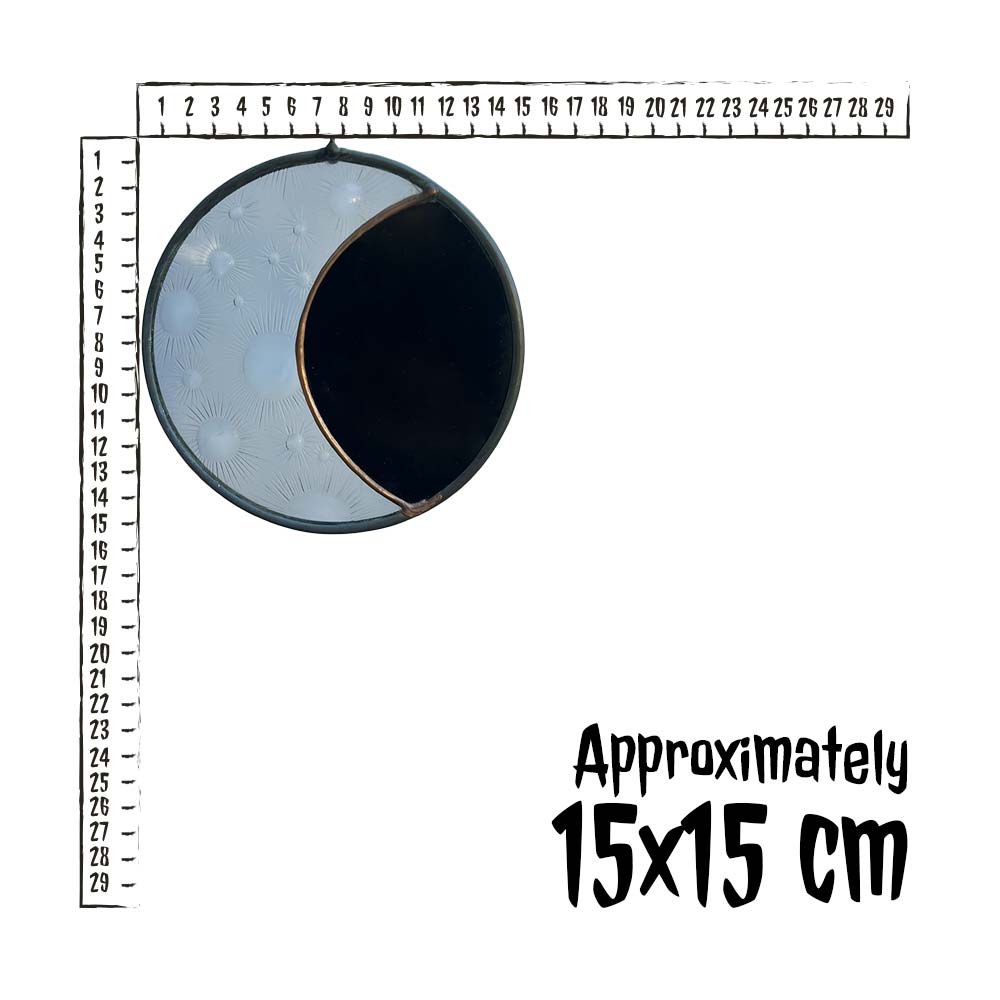 Round Stained Glass piece with a measurement scale on a white background.
