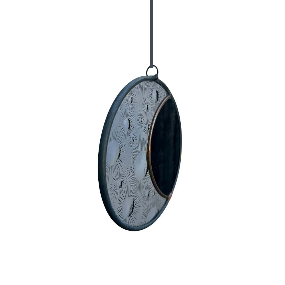 Decorative hanging Stained Glass piece with textured surface on a white background.
