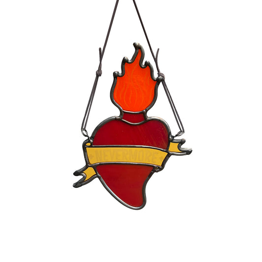 Old School Red Iridescent Sacred Heart