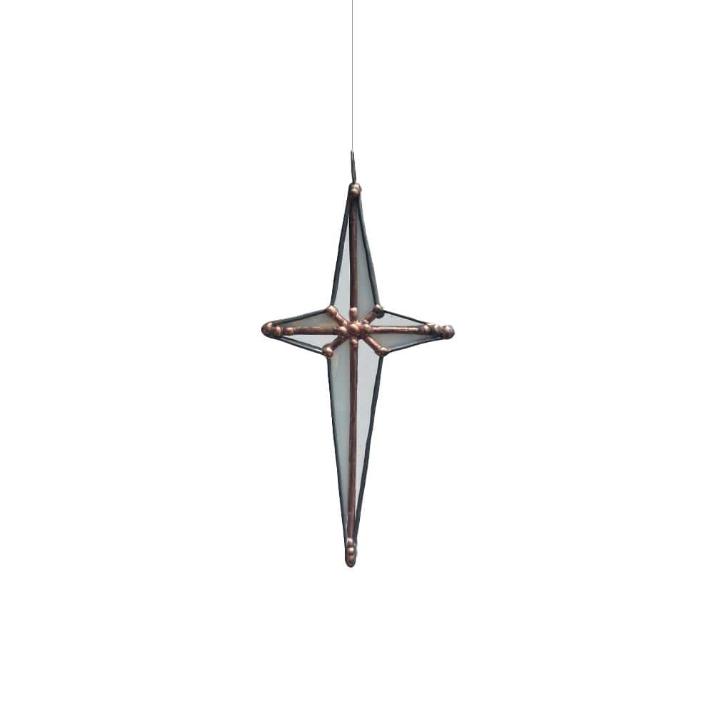 Handmade stained glass star ornament, simple and elegant decorative piece for windows or shelves.